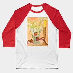 Tulips in vase and candle Baseball T-Shirt